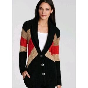 Free People Women's Oversized Small Black Rocket High Boyfriend Cardigan Chunky